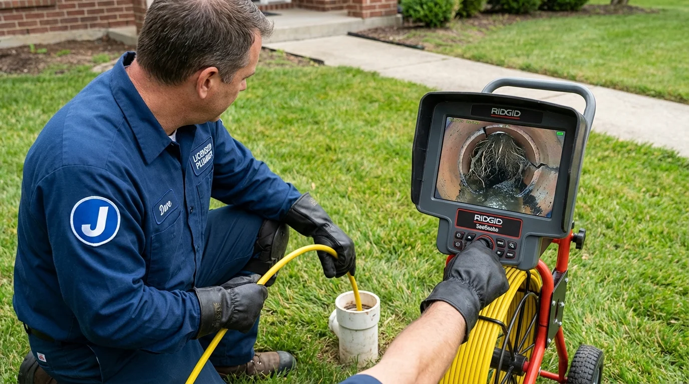 Sewer camera inspection being performed by Johns Plumbing LLC in Yale