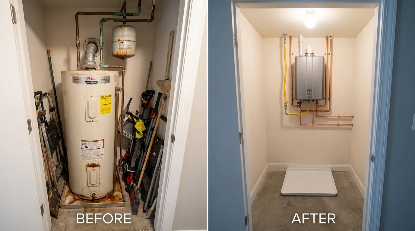 Tank water heater versus wall-mounted tankless unit comparison for Yale, OK homeowners