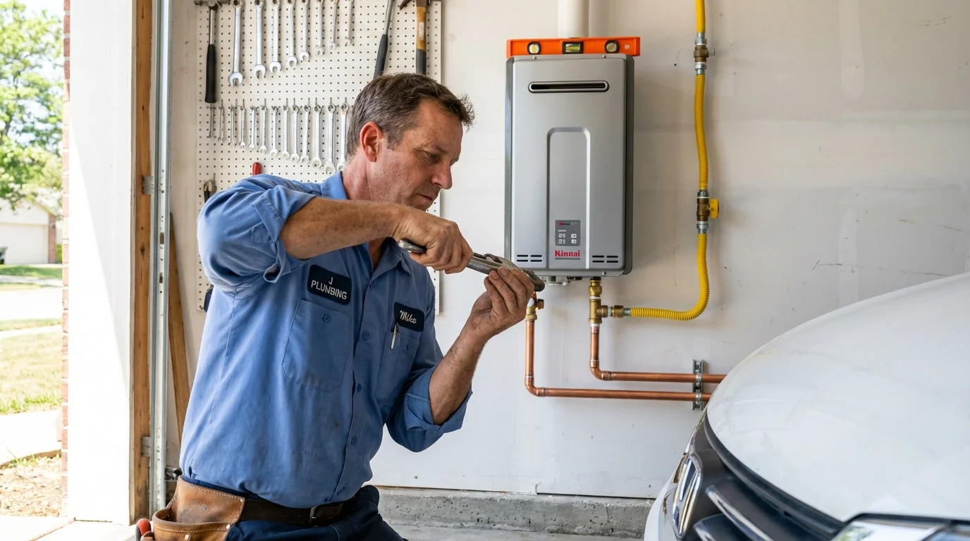 Tankless water heater installation by a Johns Plumbing LLC plumber in Yale